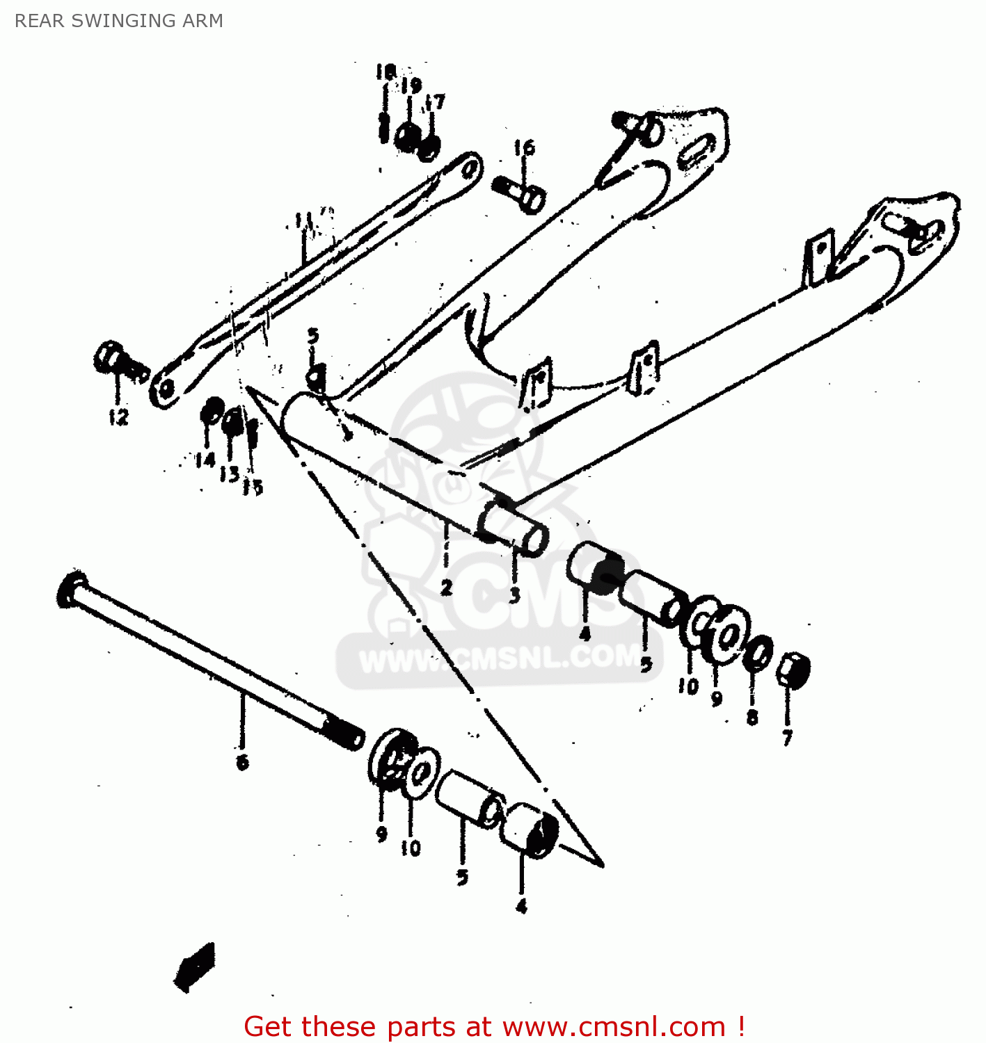 REAR SWINGING ARM GS400 1979 (N) (E01 E02 E04 E17 E18 E21 E22 E24 E25 E30 E34 E39)