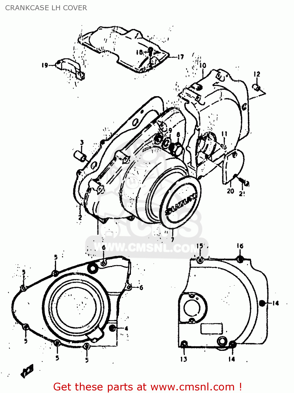 CRANKCASE LH COVER GS400 1979 (N) (E01 E02 E04 E17 E18 E21 E22 E24 E25 E30 E34 E39)