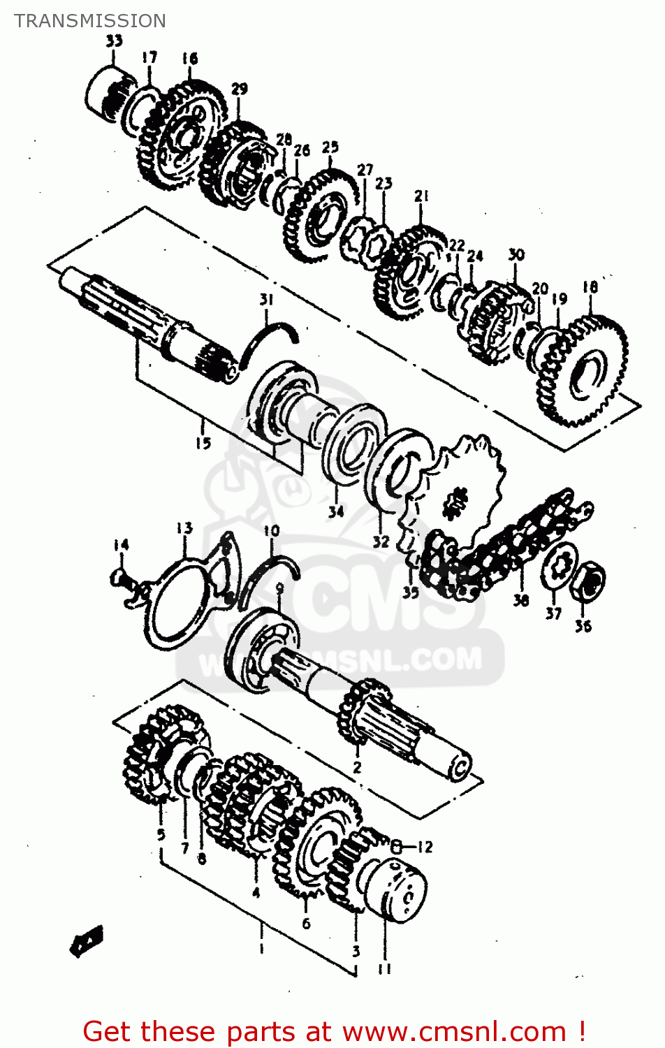 TRANSMISSION GS400E 1979 (N) (E01 E02 E04 E17 E18 E21 E22 E24 E25 E30 E34 E39