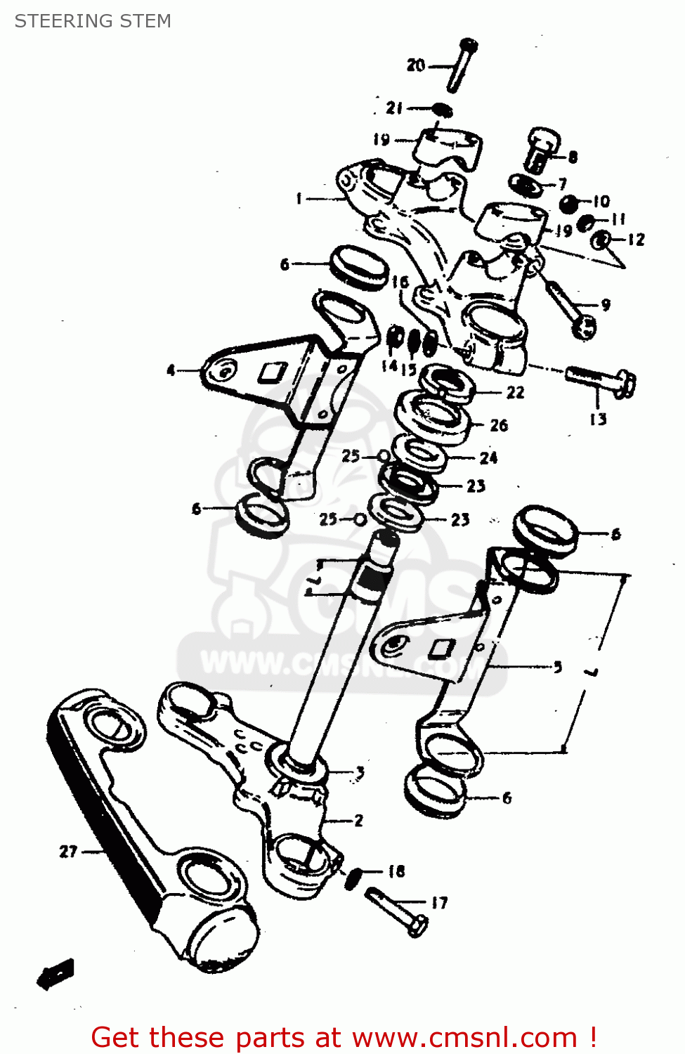 STEERING STEM GS400E 1979 (N) (E01 E02 E04 E17 E18 E21 E22 E24 E25 E30 E34 E39
