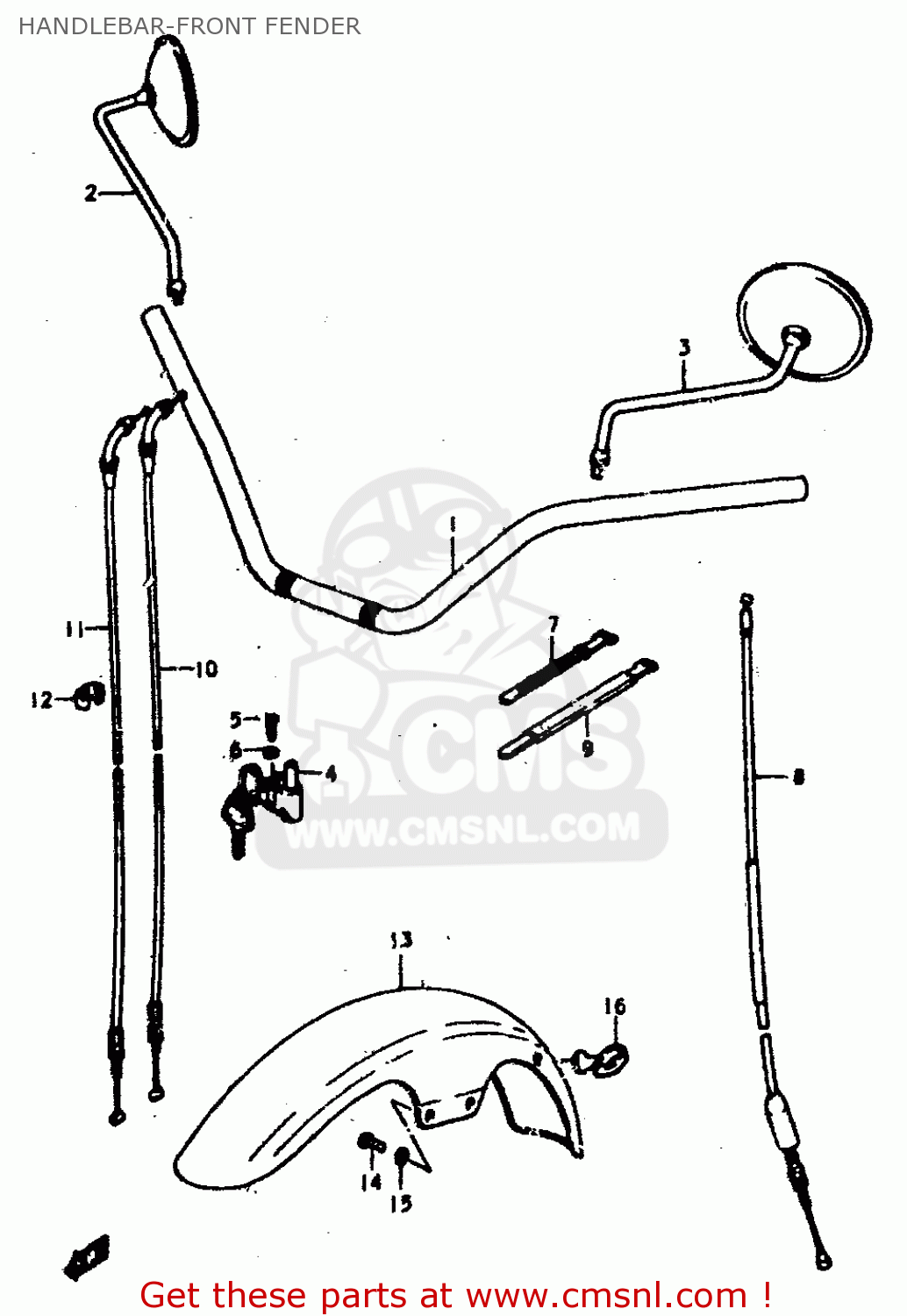 HANDLEBAR-FRONT FENDER GS400E 1979 (N) (E01 E02 E04 E17 E18 E21 E22 E24 E25 E30 E34 E39