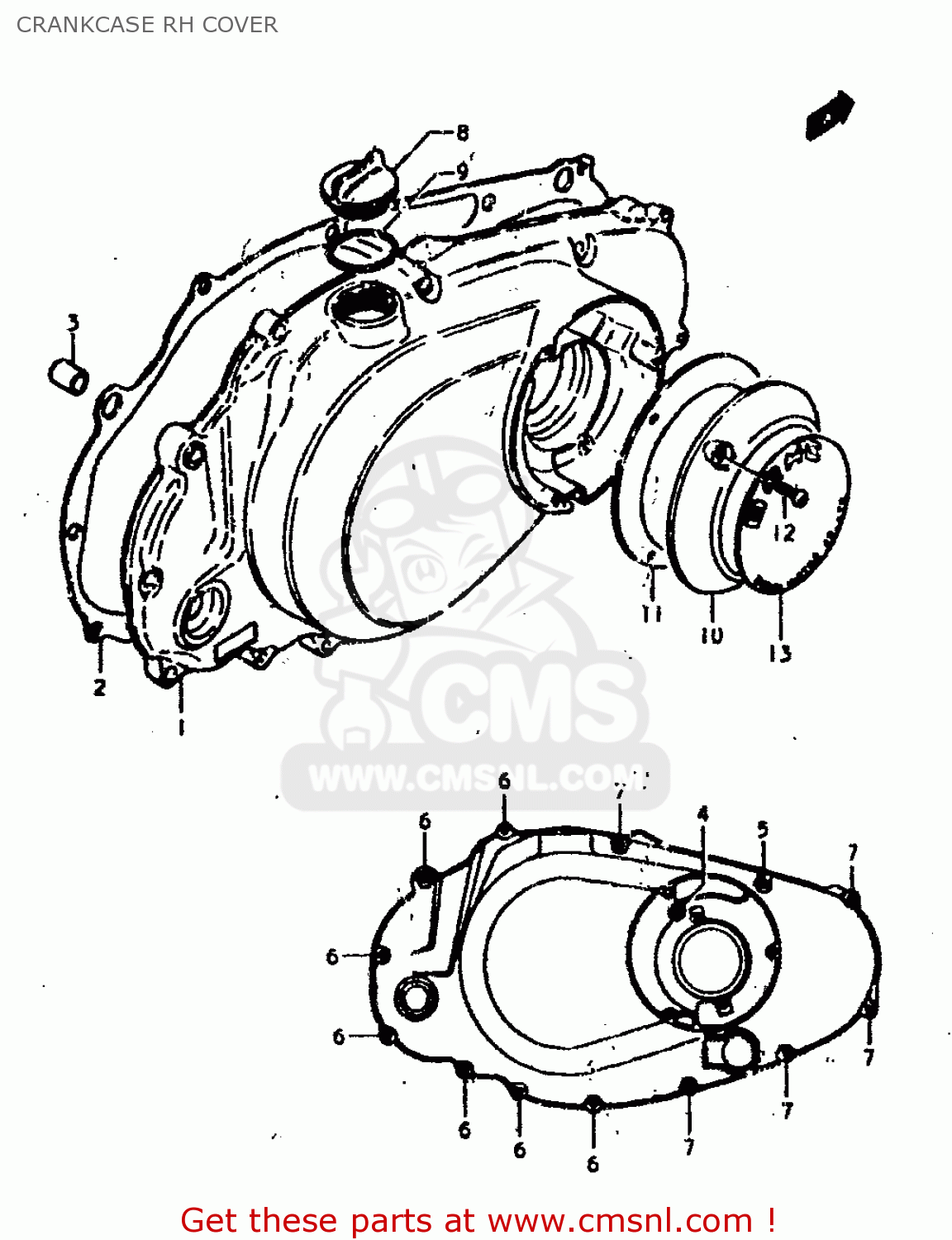 CRANKCASE RH COVER GS400E 1979 (N) (E01 E02 E04 E17 E18 E21 E22 E24 E25 E30 E34 E39