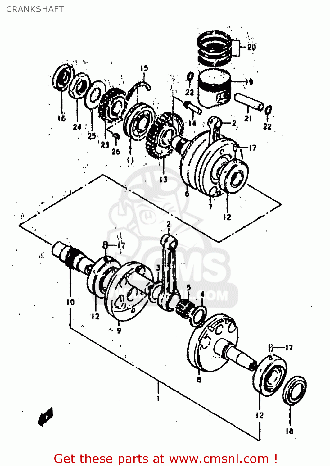 CRANKSHAFT GS400E 1979 (N) (E01 E02 E04 E17 E18 E21 E22 E24 E25 E30 E34 E39