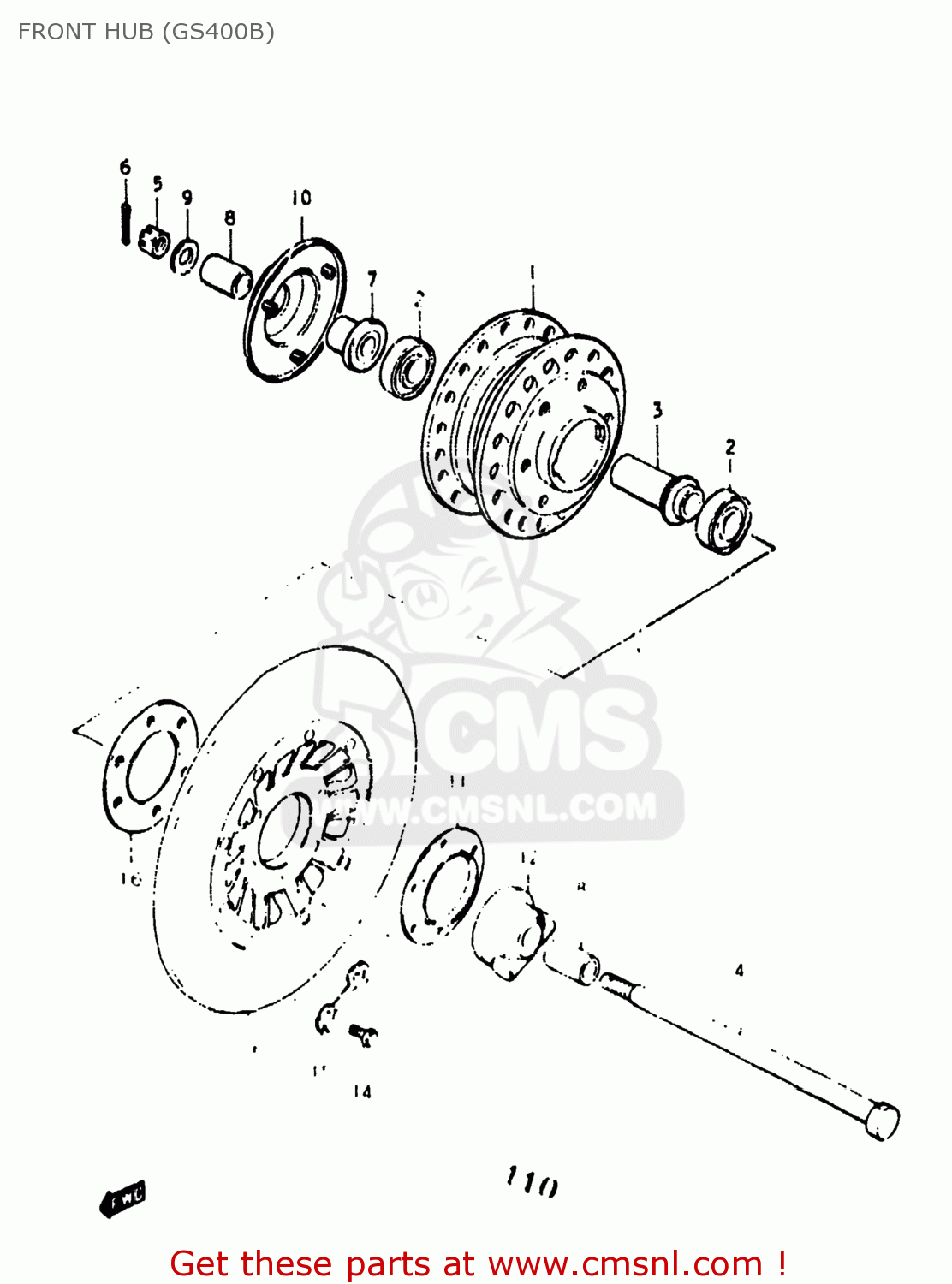 FRONT HUB (GS400B) GS400X 1977 (B) USA (E03)