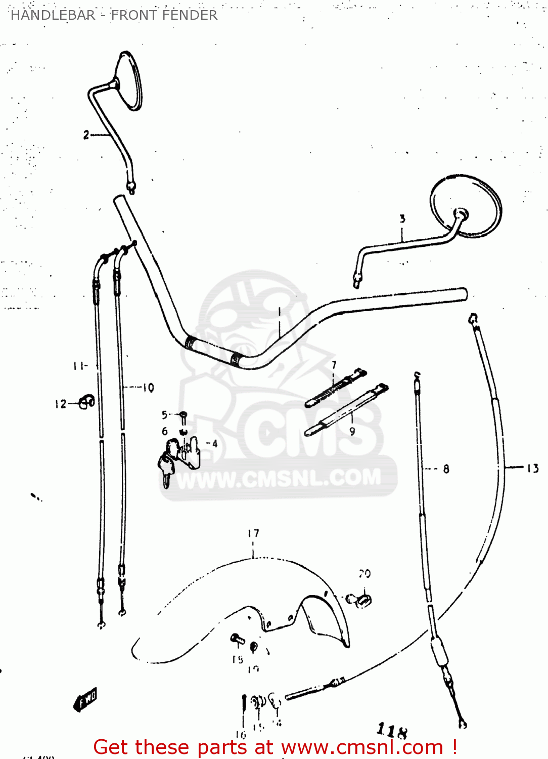 HANDLEBAR - FRONT FENDER GS400X 1977 (B) USA (E03)