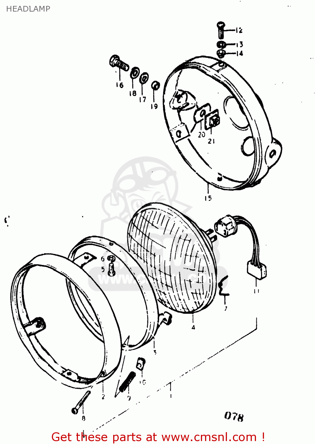 HEADLAMP GS400X 1977 (B) USA (E03)
