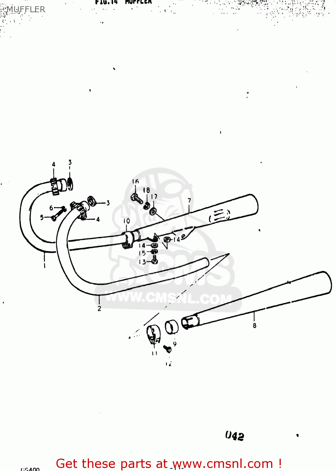 MUFFLER GS400X 1977 (B) USA (E03)