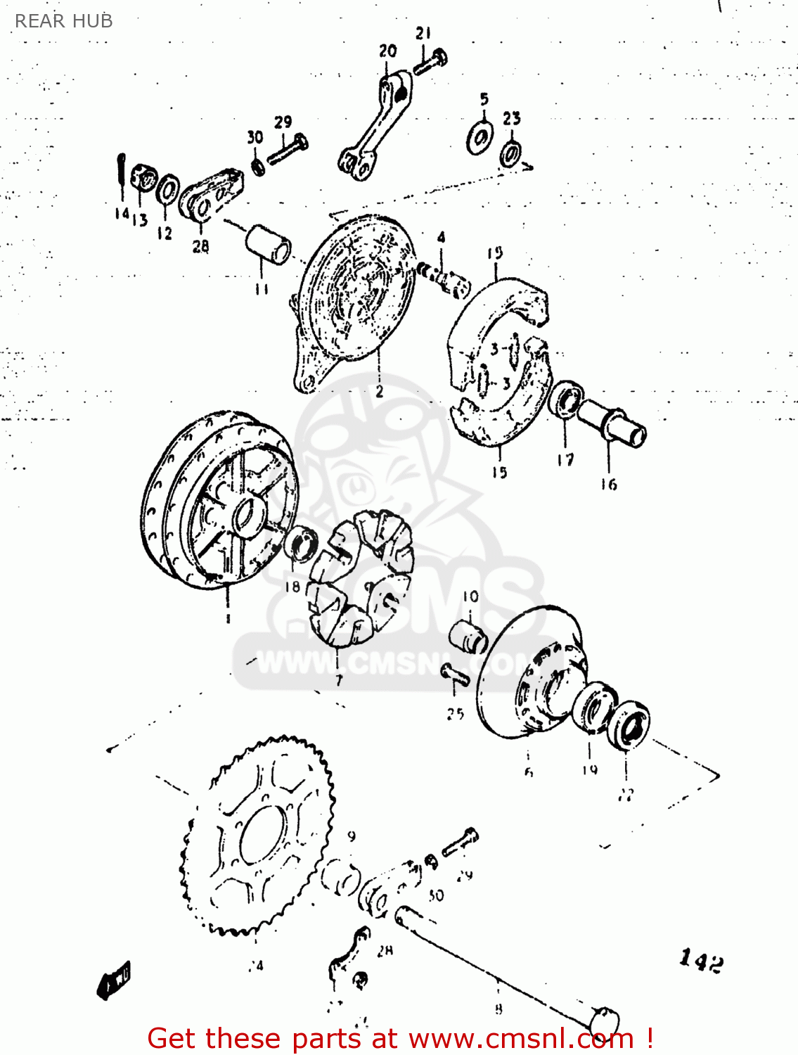 REAR HUB GS400X 1977 (B) USA (E03)
