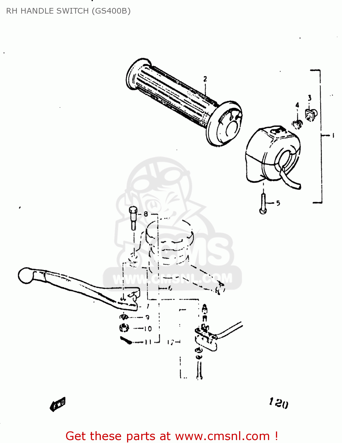 RH HANDLE SWITCH (GS400B) GS400X 1977 (B) USA (E03)