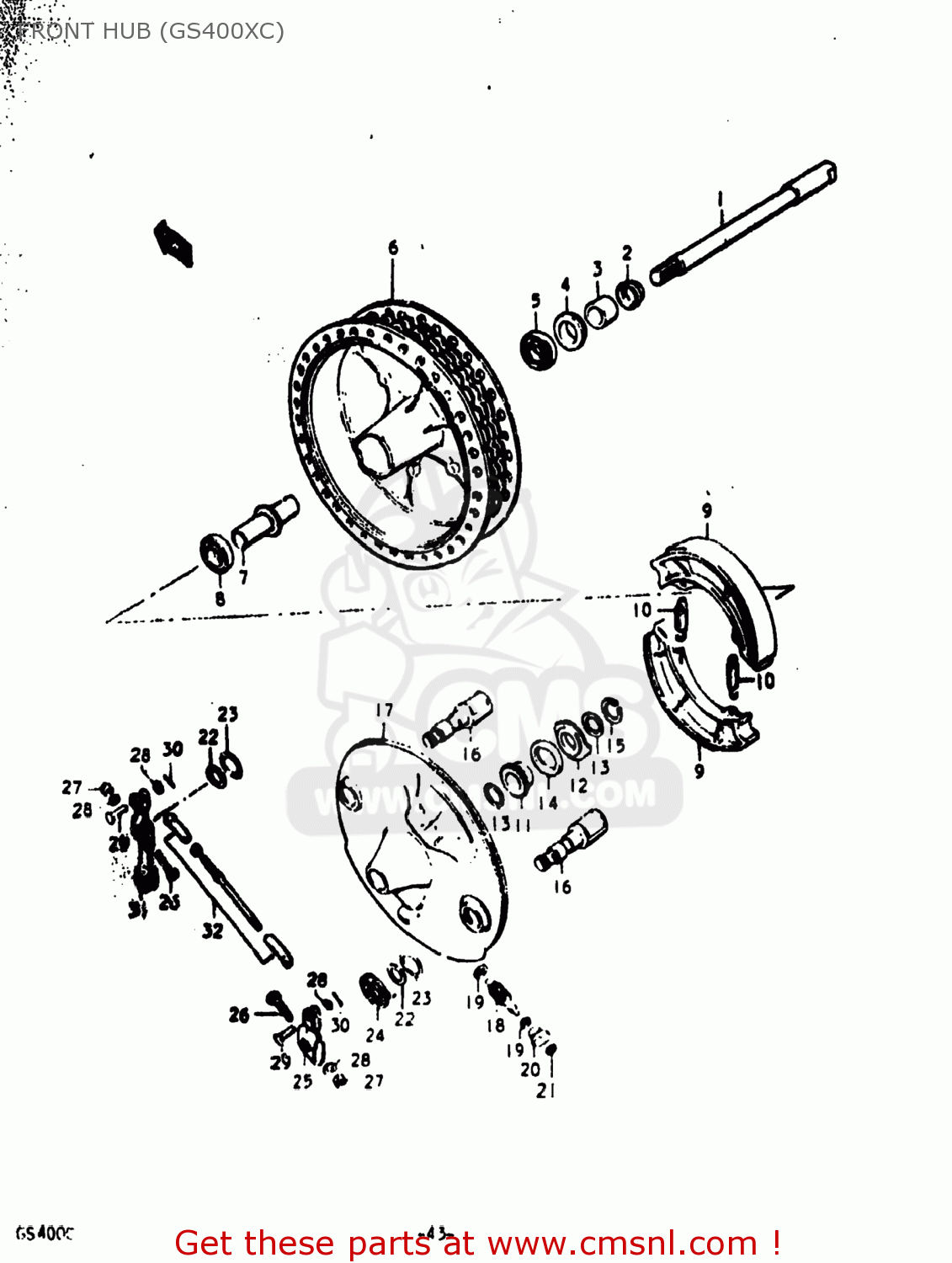 FRONT HUB (GS400XC) GS400X 1978 (C) USA (E03)