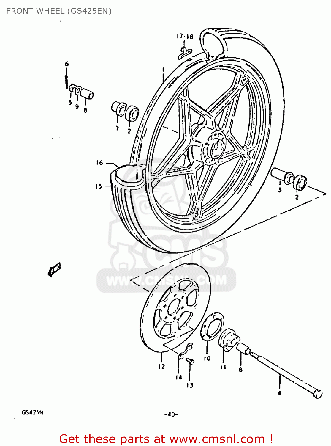 FRONT WHEEL (GS425EN) GS425 1979 (N) GENERAL EXPORT (E01)