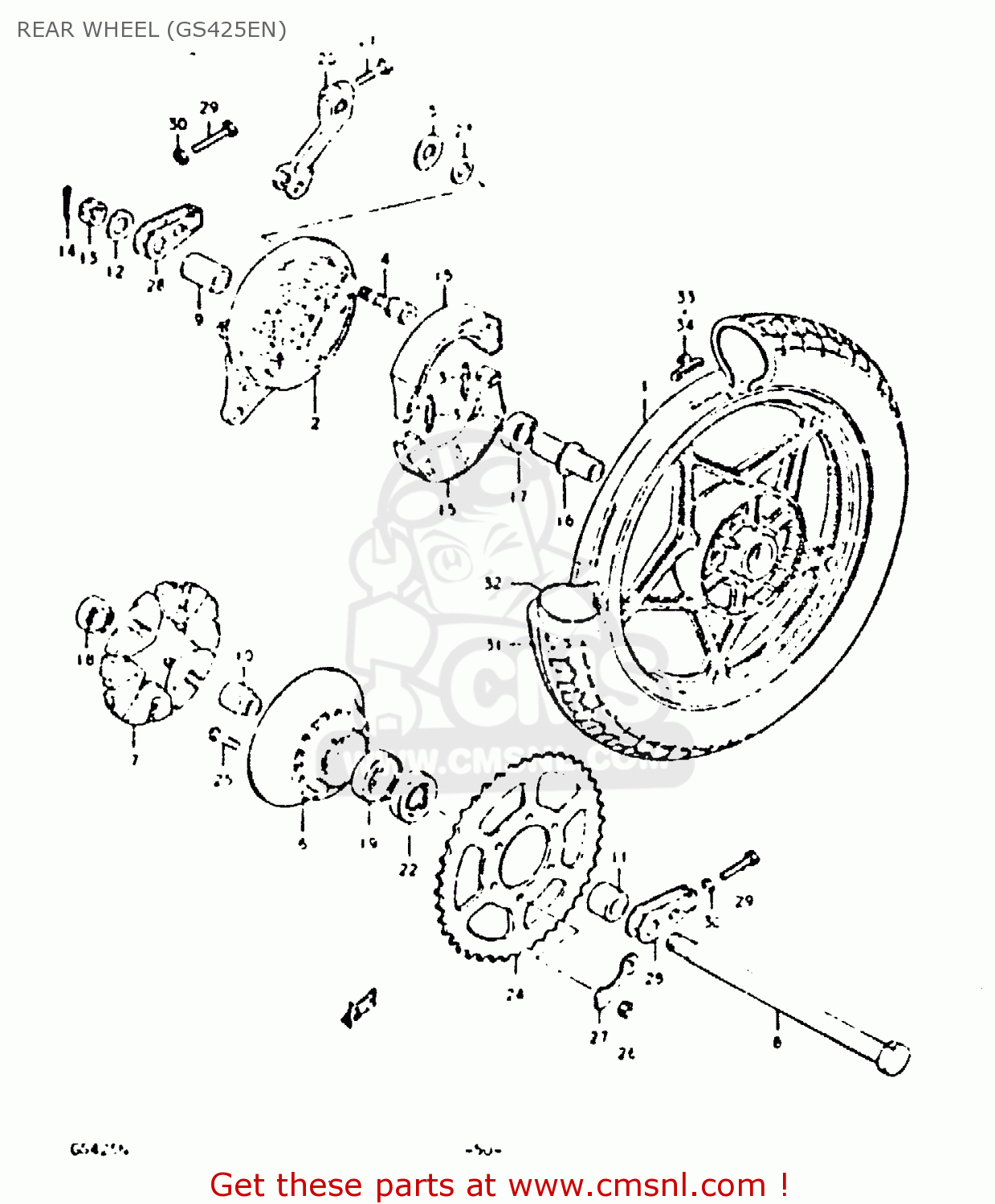 REAR WHEEL (GS425EN) GS425 1979 (N) GENERAL EXPORT (E01)