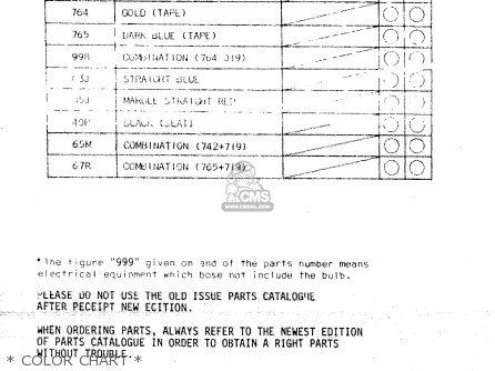 * COLOR CHART * - GS425 1979 (N) GENERAL EXPORT (E01)
