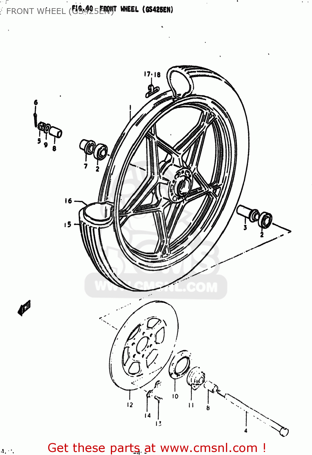 FRONT WHEEL (GS425EN) GS425 1979 (N) USA (E03)