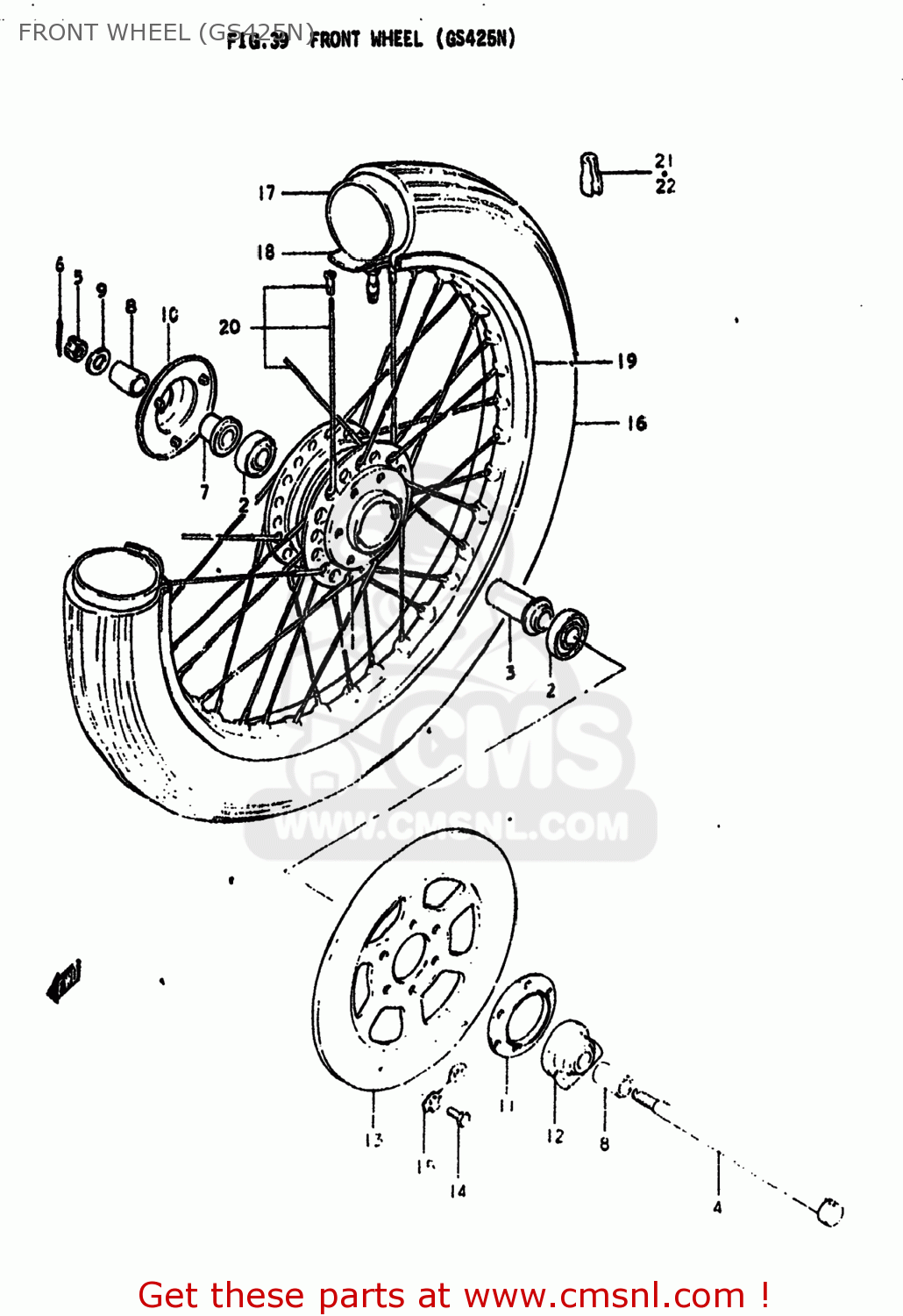 FRONT WHEEL (GS425N) GS425 1979 (N) USA (E03)