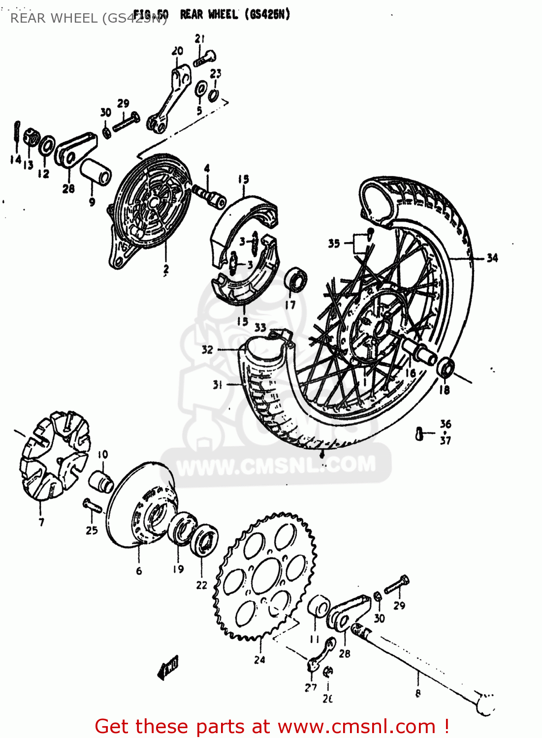 REAR WHEEL (GS425N) GS425 1979 (N) USA (E03)