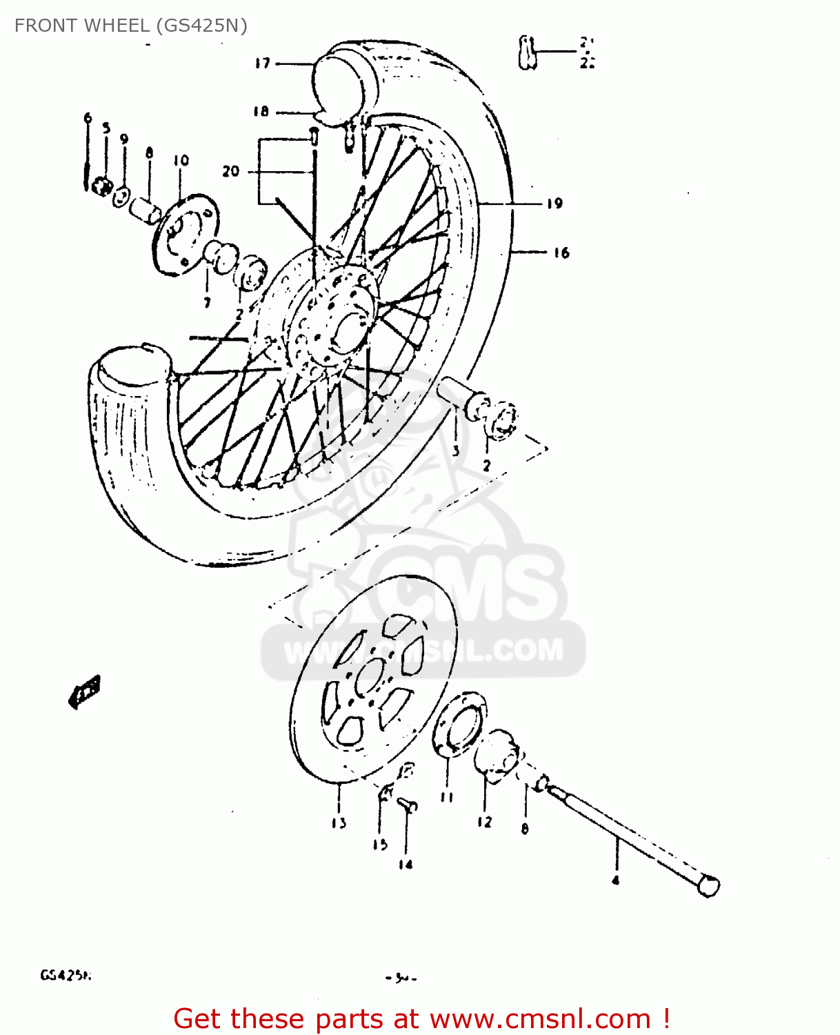FRONT WHEEL (GS425N) GS425E 1979 (N) GENERAL EXPORT (E01)