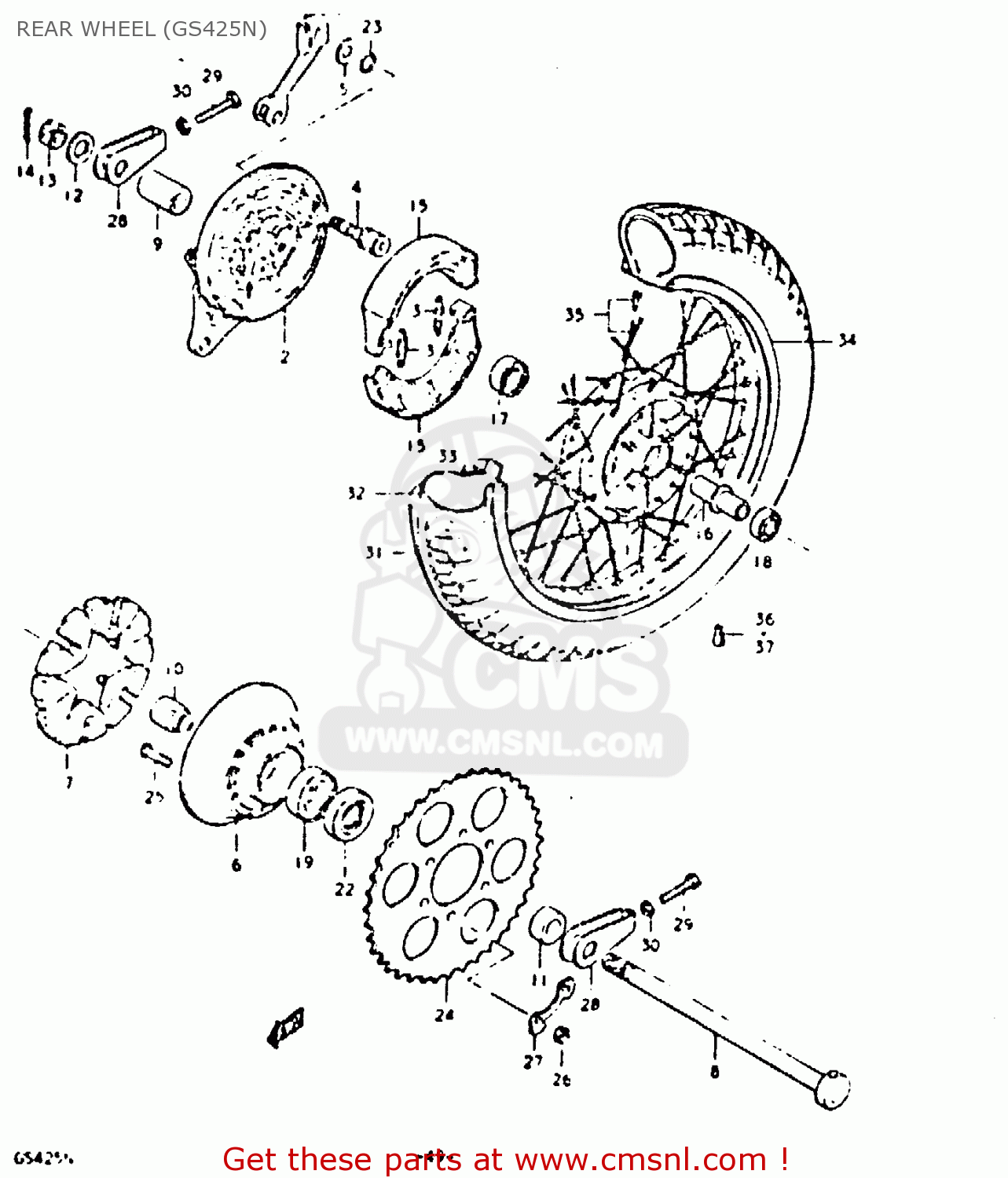 REAR WHEEL (GS425N) GS425E 1979 (N) GENERAL EXPORT (E01)