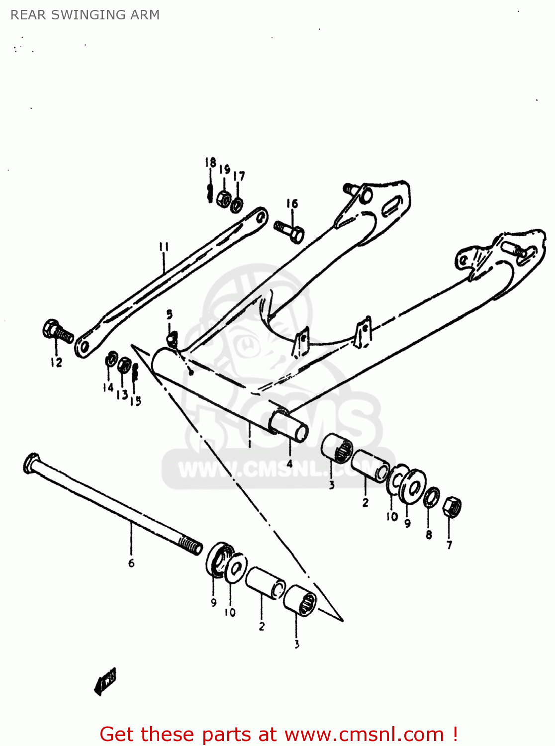 REAR SWINGING ARM GS425E 1979 (N) USA (E03)