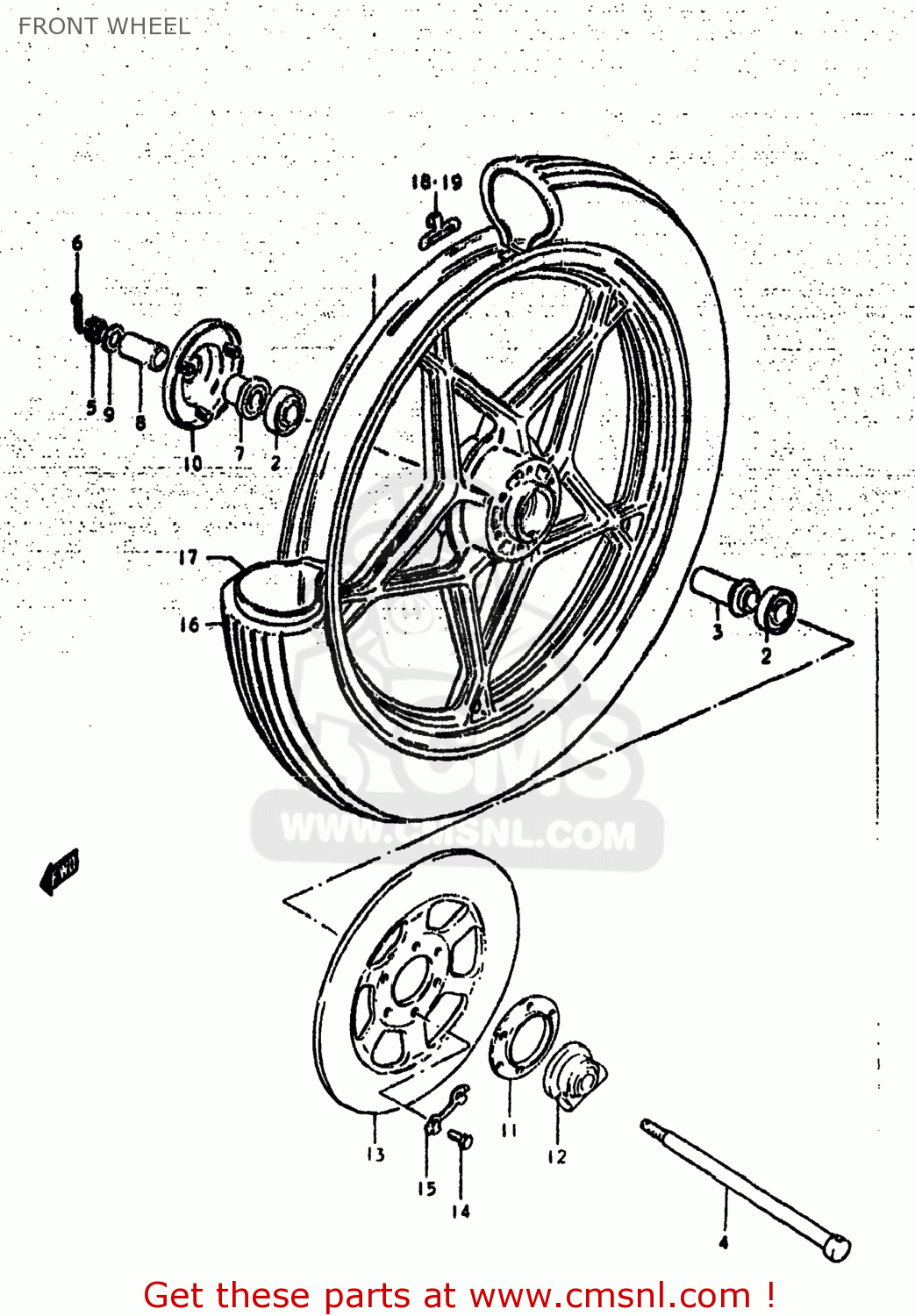 FRONT WHEEL GS425L 1979 (N) USA (E03)