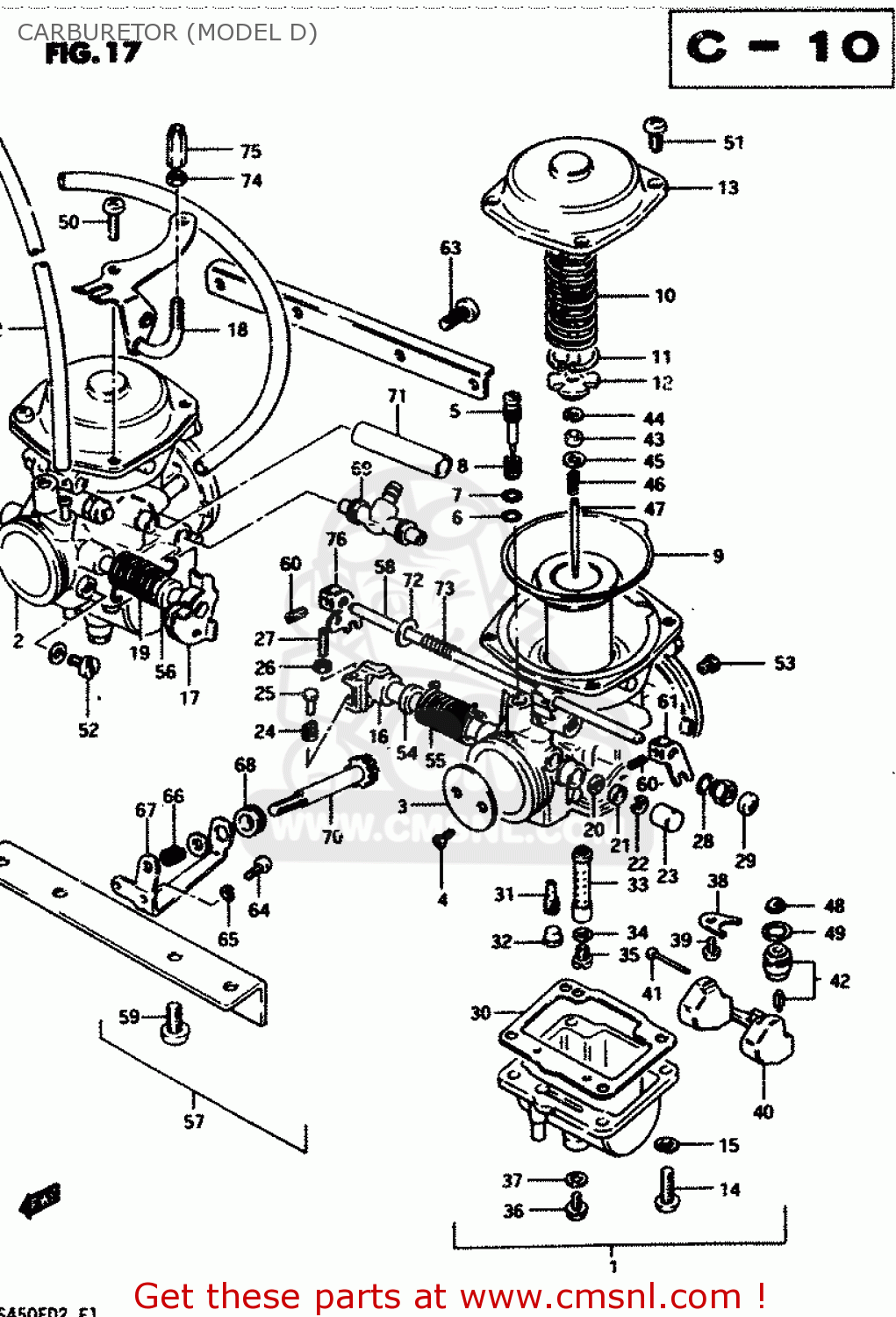 Suzuki Gs450 1982 (sz) Carburetor (model D) - schematic partsfiche