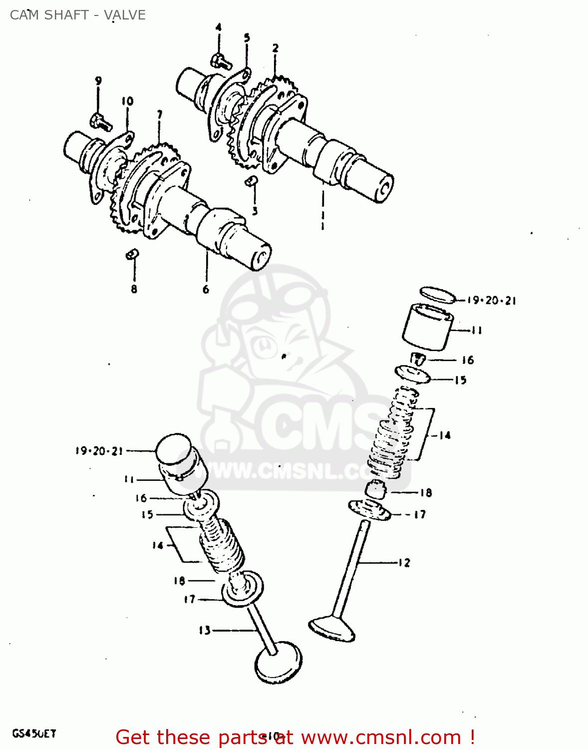 CAM SHAFT - VALVE GS450E 1980 (T) (E01 E02 E04 E17 E18 E21 E22 E24 E25 E34 E39)