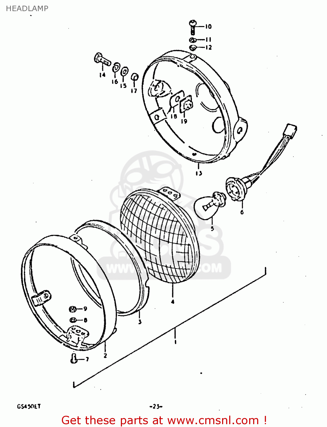 HEADLAMP GS450E 1980 (T) (E01 E02 E04 E17 E18 E21 E22 E24 E25 E34 E39)