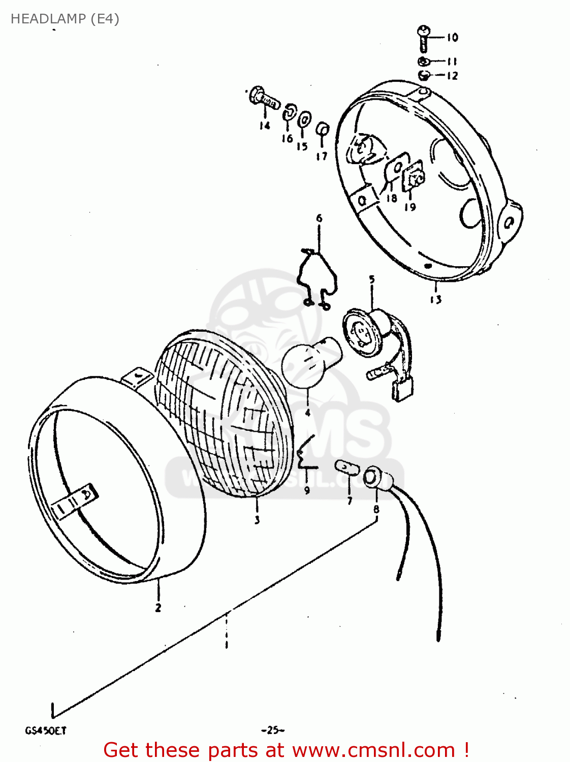 HEADLAMP (E4) GS450E 1980 (T) (E01 E02 E04 E17 E18 E21 E22 E24 E25 E34 E39)