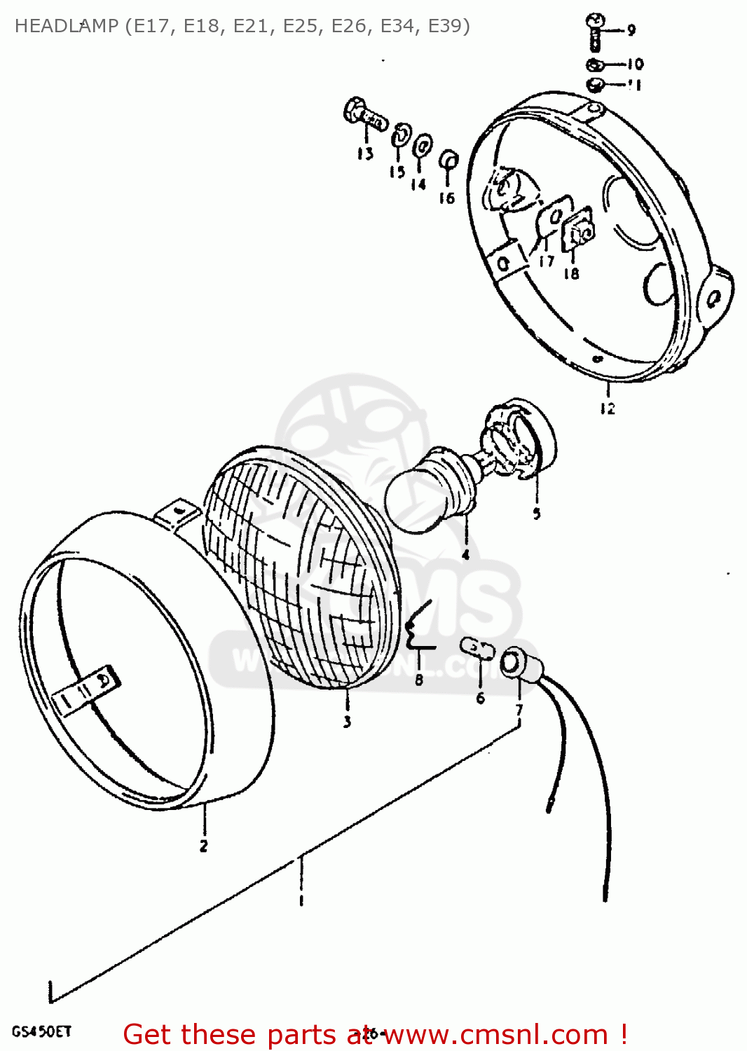 HEADLAMP (E17, E18, E21, E25, E26, E34, E39) GS450E 1980 (T) (E01 E02 E04 E17 E18 E21 E22 E24 E25 E34 E39)