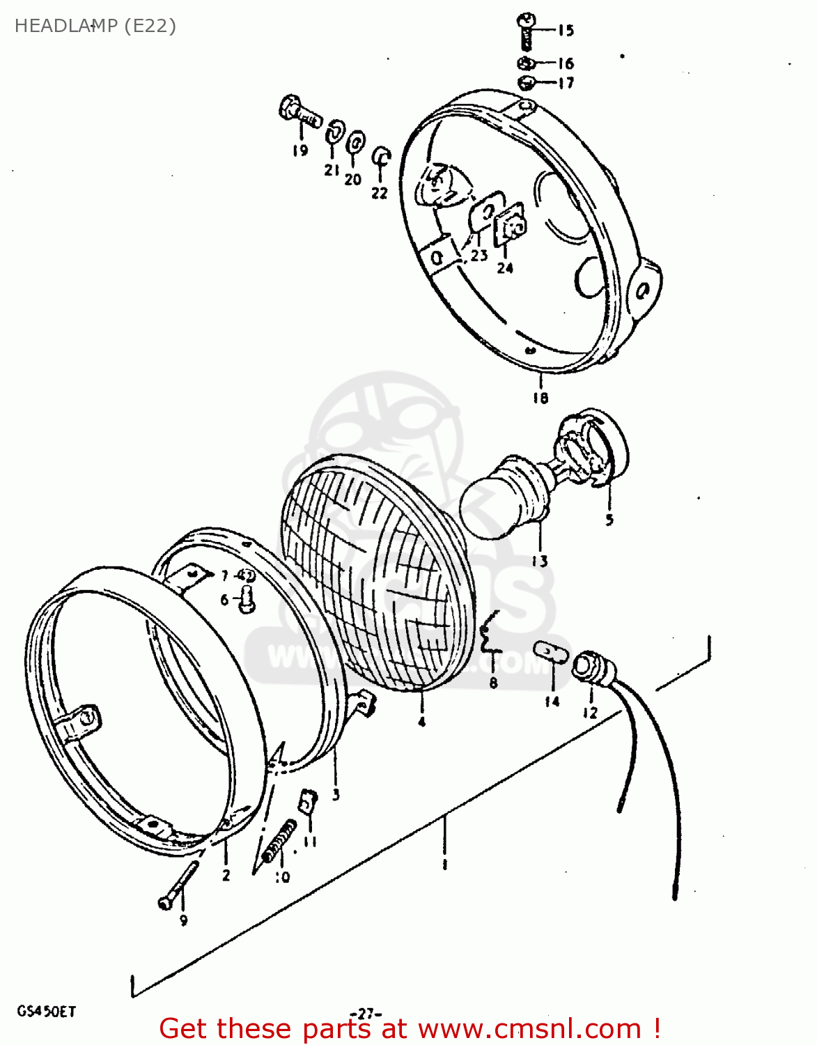HEADLAMP (E22) GS450E 1980 (T) (E01 E02 E04 E17 E18 E21 E22 E24 E25 E34 E39)