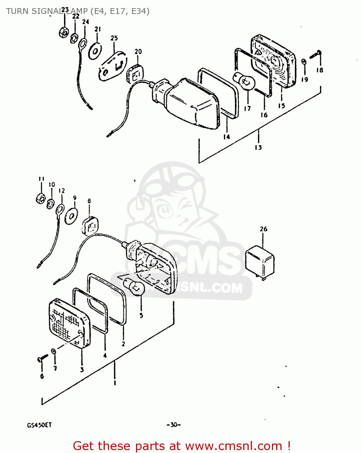 TURN SIGNAL LAMP (E4, E17, E34) GS450E 1980 (T) (E01 E02 E04 E17 E18 E21 E22 E24 E25 E34 E39)