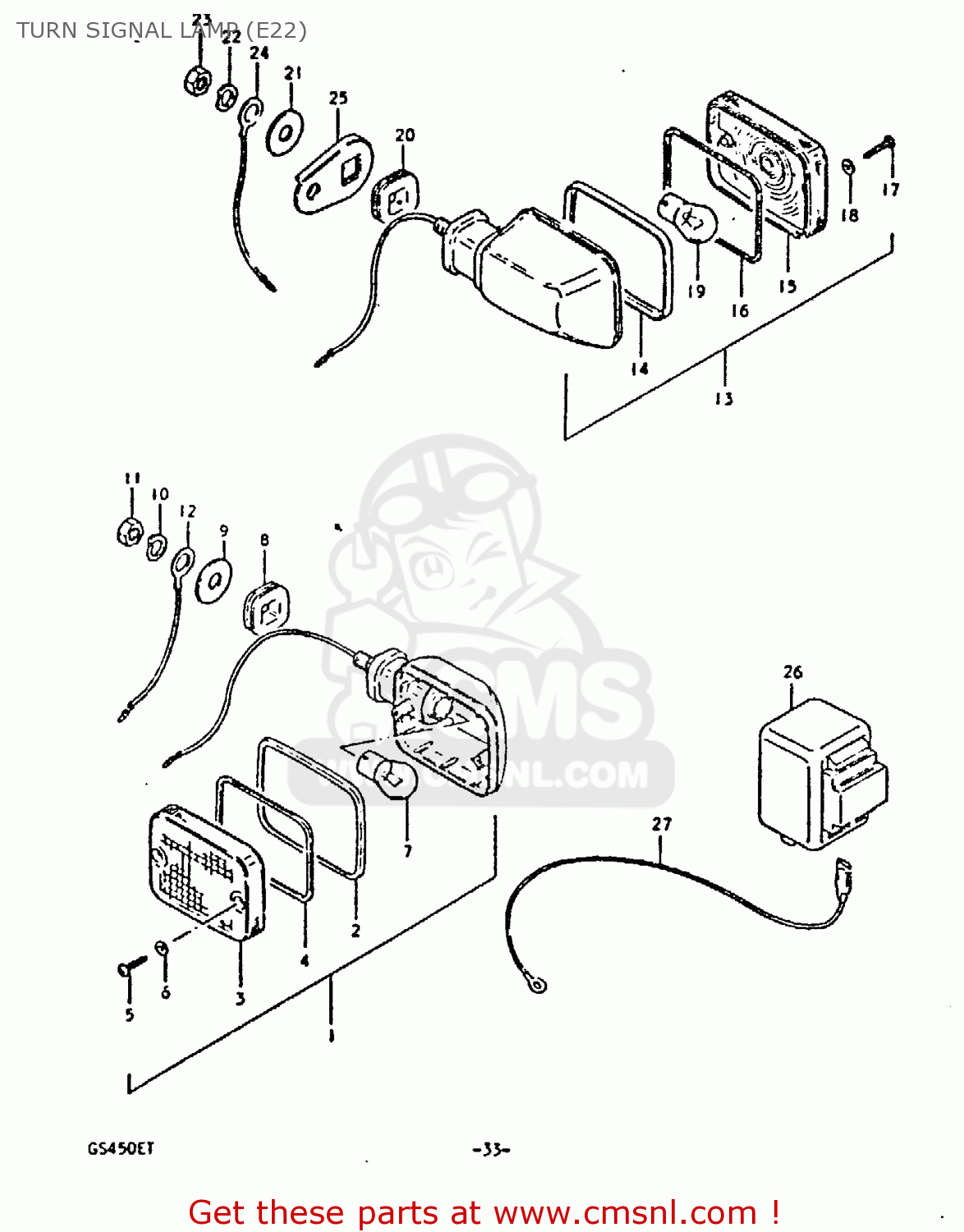 TURN SIGNAL LAMP (E22) GS450E 1980 (T) (E01 E02 E04 E17 E18 E21 E22 E24 E25 E34 E39)