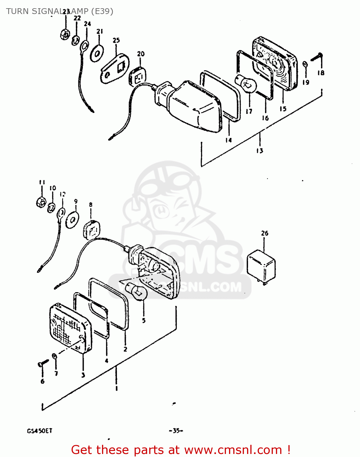TURN SIGNAL LAMP (E39) GS450E 1980 (T) (E01 E02 E04 E17 E18 E21 E22 E24 E25 E34 E39)