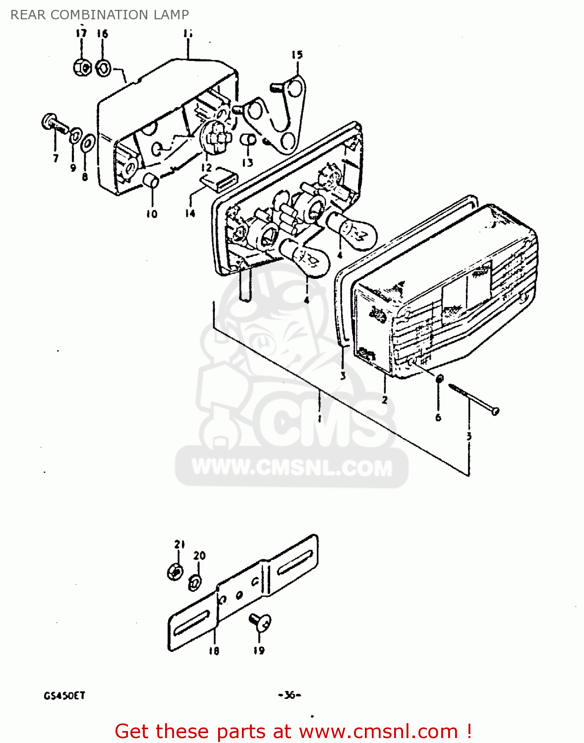 REAR COMBINATION LAMP GS450E 1980 (T) (E01 E02 E04 E17 E18 E21 E22 E24 E25 E34 E39)