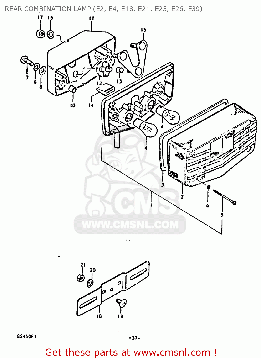 REAR COMBINATION LAMP (E2, E4, E18, E21, E25, E26, E39) GS450E 1980 (T) (E01 E02 E04 E17 E18 E21 E22 E24 E25 E34 E39)