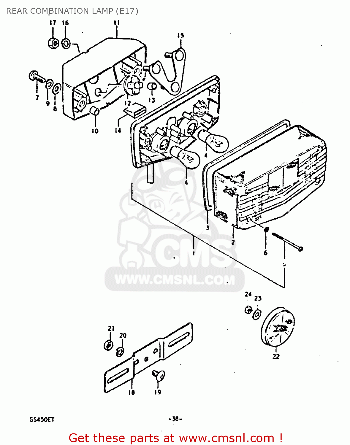 REAR COMBINATION LAMP (E17) GS450E 1980 (T) (E01 E02 E04 E17 E18 E21 E22 E24 E25 E34 E39)