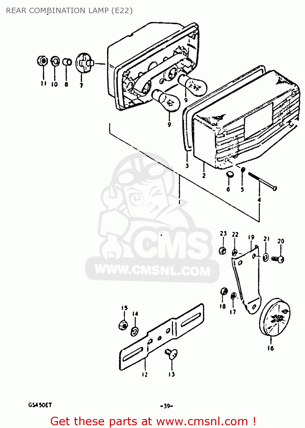 REAR COMBINATION LAMP (E22) GS450E 1980 (T) (E01 E02 E04 E17 E18 E21 E22 E24 E25 E34 E39)