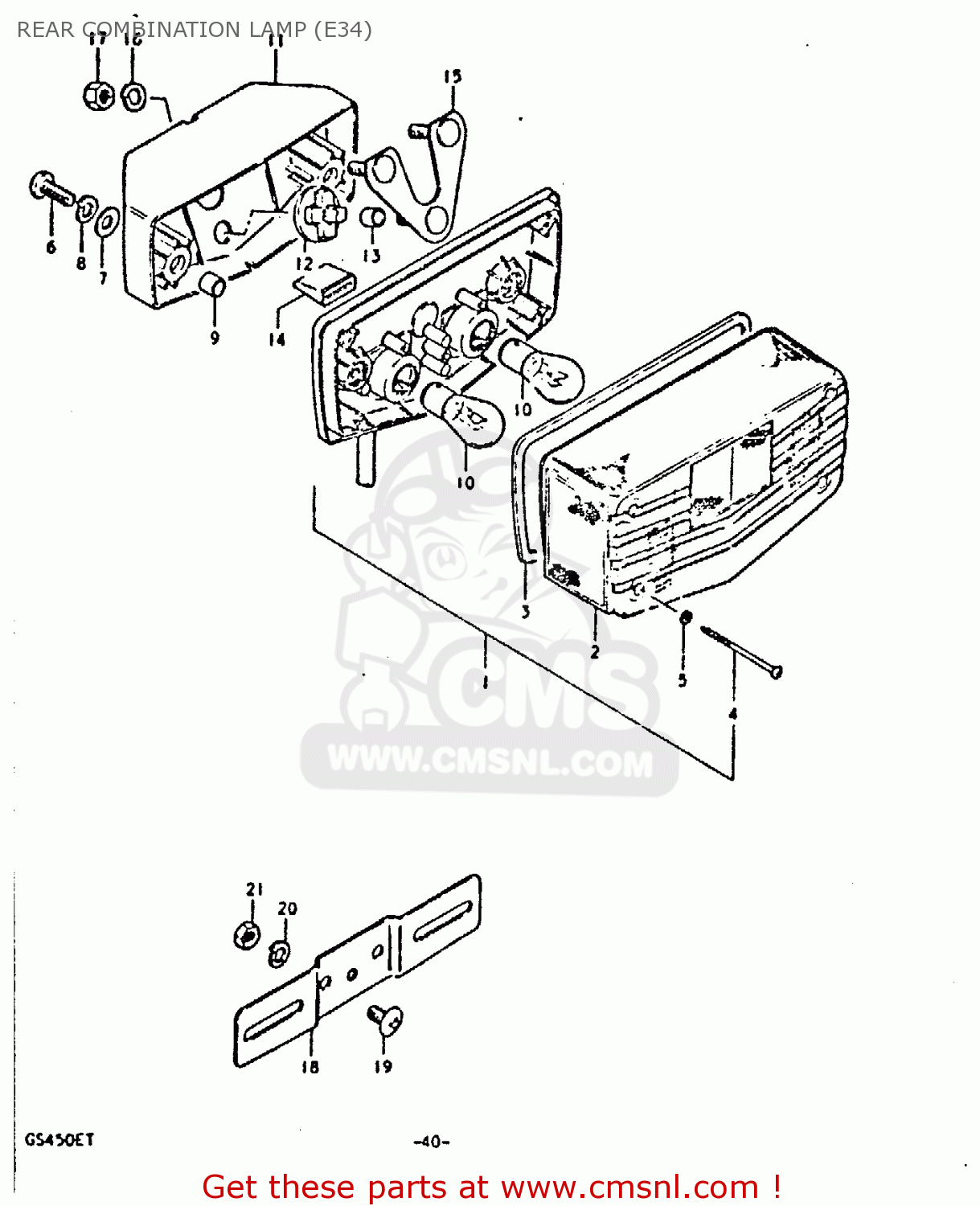 REAR COMBINATION LAMP (E34) GS450E 1980 (T) (E01 E02 E04 E17 E18 E21 E22 E24 E25 E34 E39)