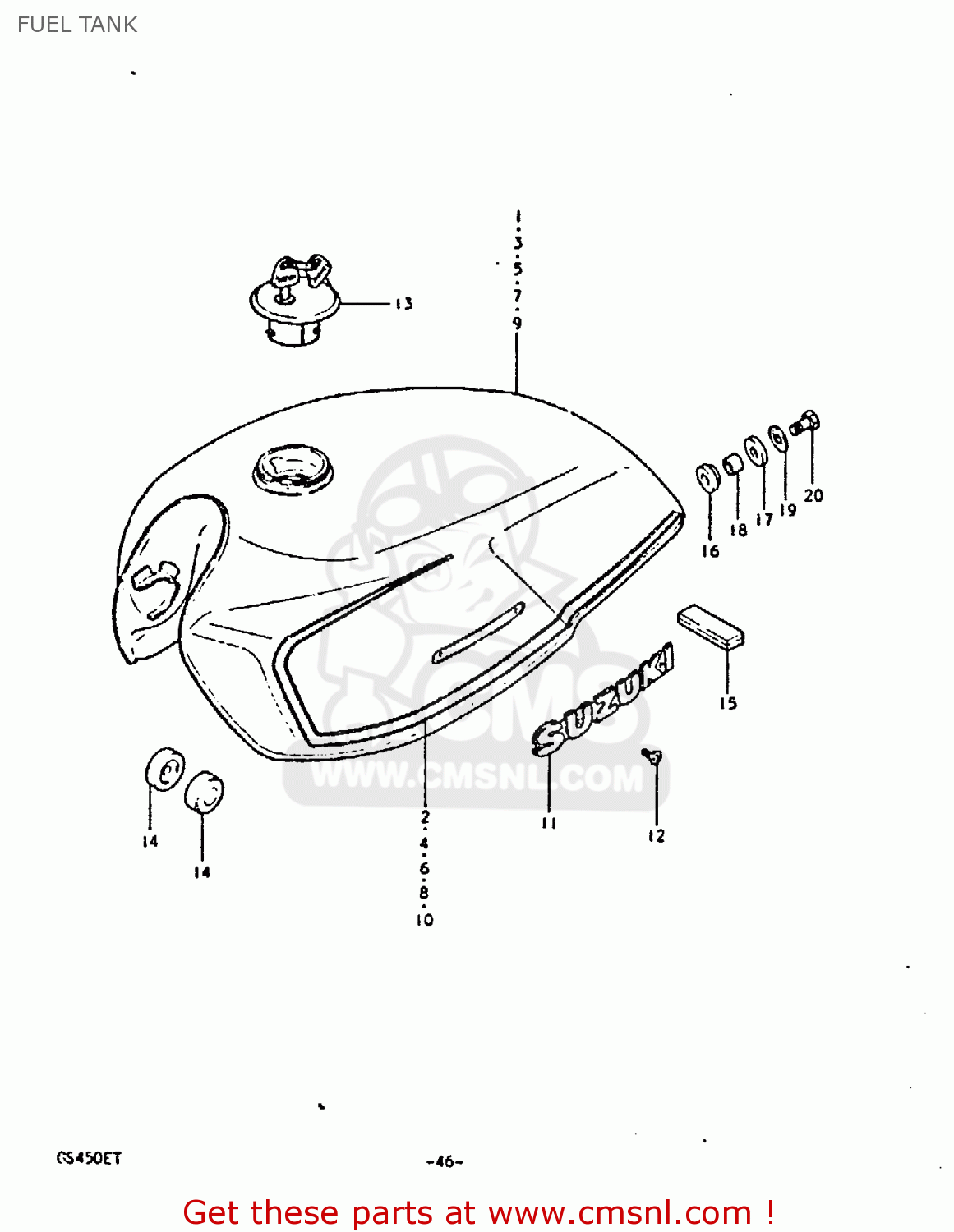 FUEL TANK GS450E 1980 (T) (E01 E02 E04 E17 E18 E21 E22 E24 E25 E34 E39)