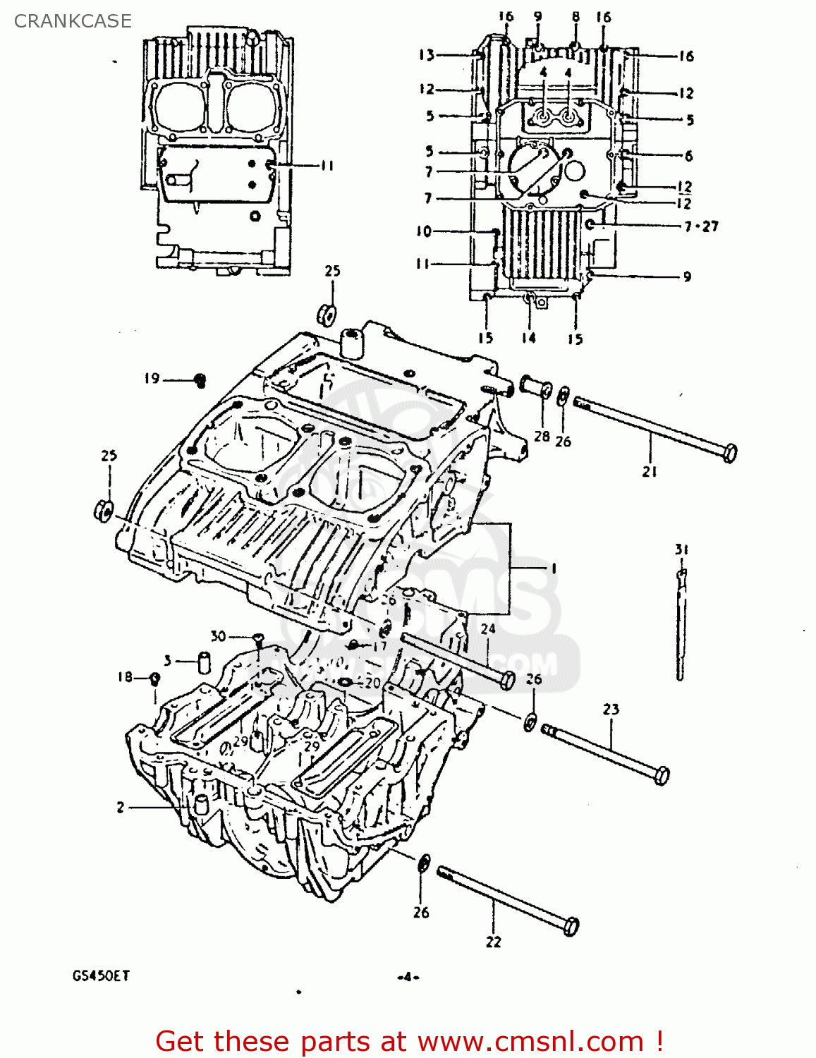 CRANKCASE GS450E 1980 (T) (E01 E02 E04 E17 E18 E21 E22 E24 E25 E34 E39)