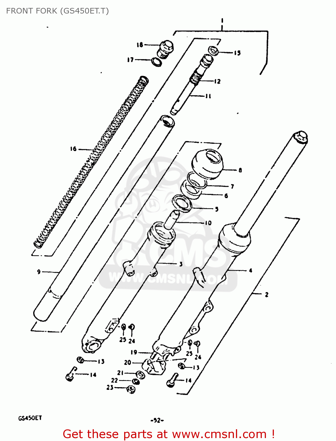 FRONT FORK (GS450ET.T) GS450E 1980 (T) (E01 E02 E04 E17 E18 E21 E22 E24 E25 E34 E39)