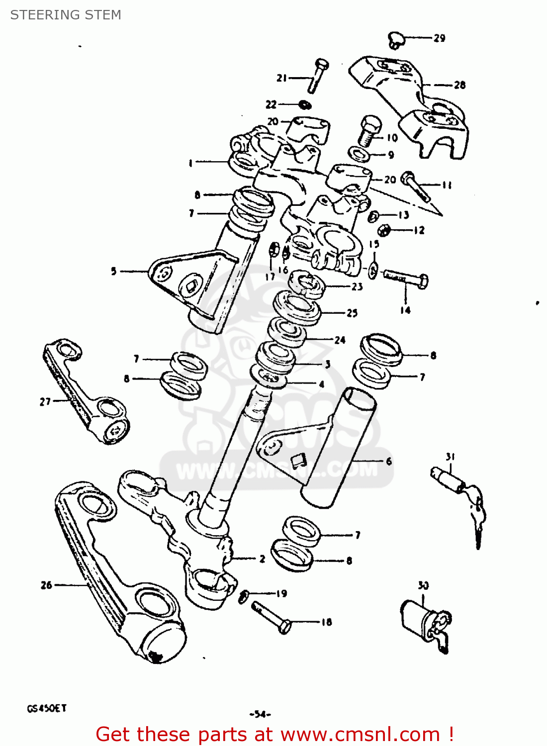 STEERING STEM GS450E 1980 (T) (E01 E02 E04 E17 E18 E21 E22 E24 E25 E34 E39)