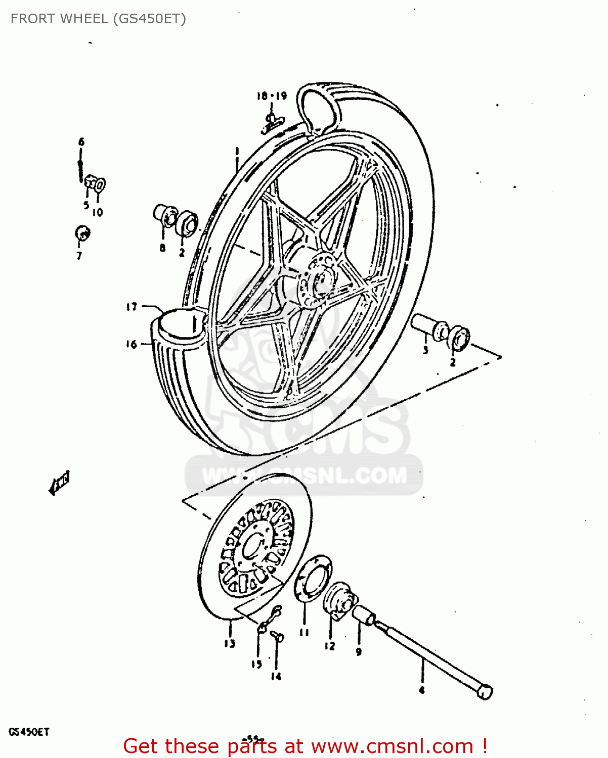 FRORT WHEEL (GS450ET) GS450E 1980 (T) (E01 E02 E04 E17 E18 E21 E22 E24 E25 E34 E39)