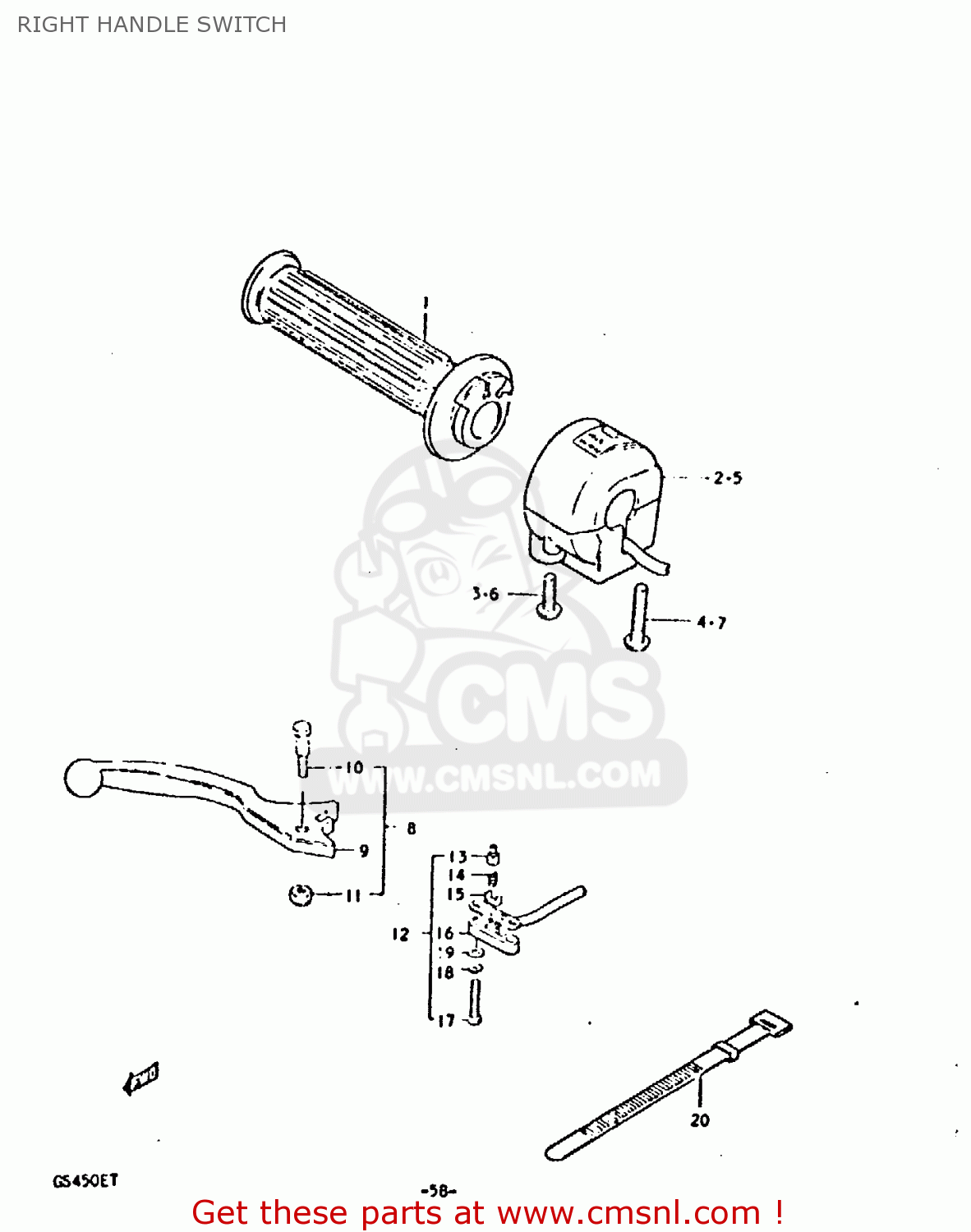 RIGHT HANDLE SWITCH GS450E 1980 (T) (E01 E02 E04 E17 E18 E21 E22 E24 E25 E34 E39)