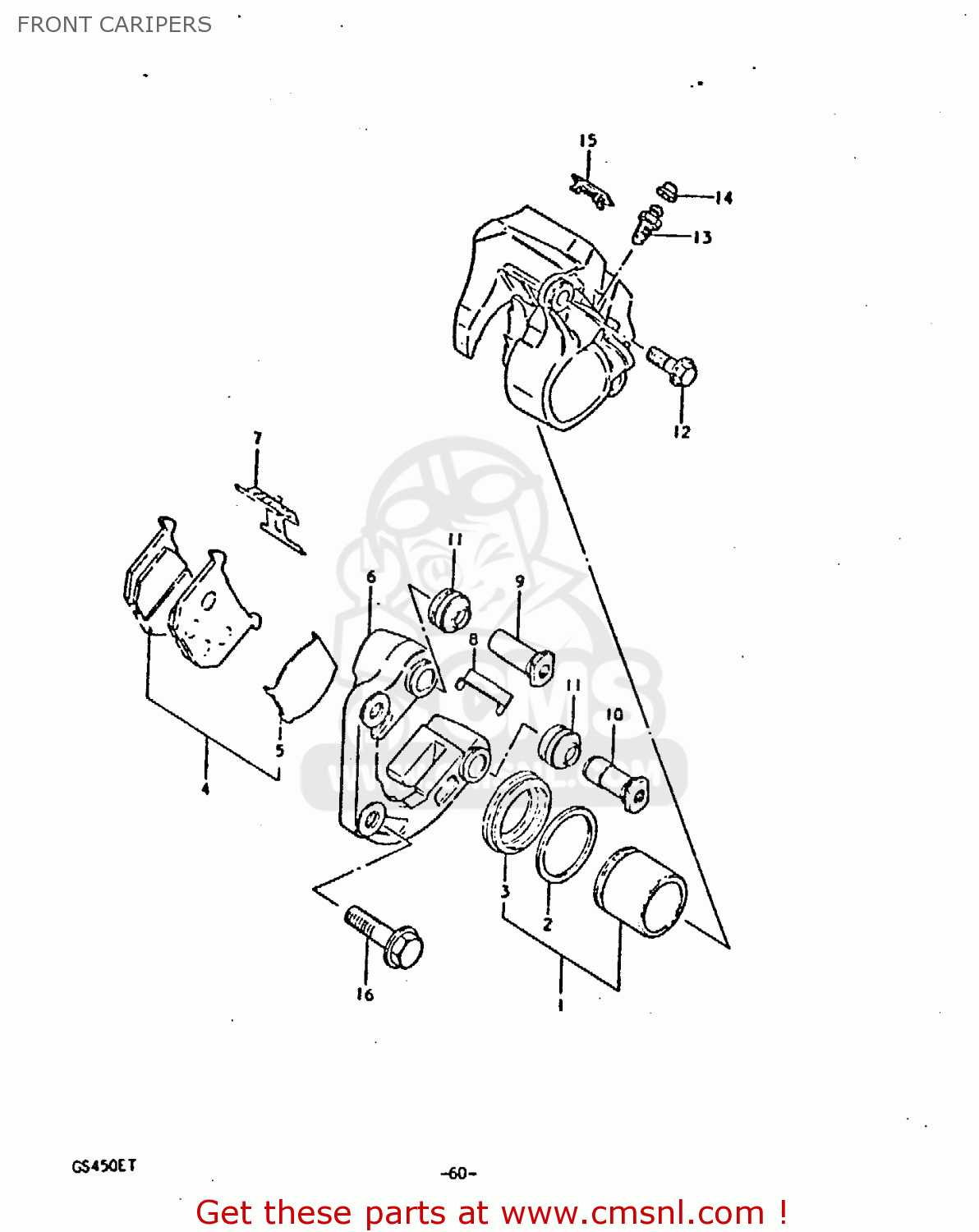FRONT CARIPERS GS450E 1980 (T) (E01 E02 E04 E17 E18 E21 E22 E24 E25 E34 E39)