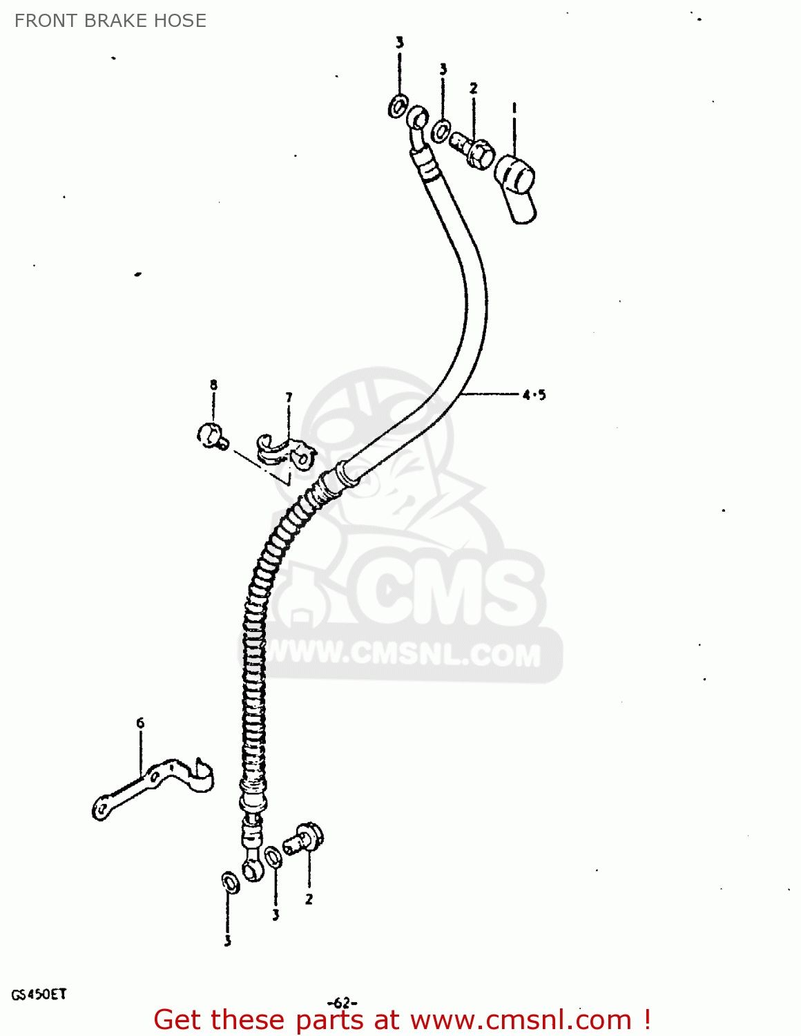 FRONT BRAKE HOSE GS450E 1980 (T) (E01 E02 E04 E17 E18 E21 E22 E24 E25 E34 E39)