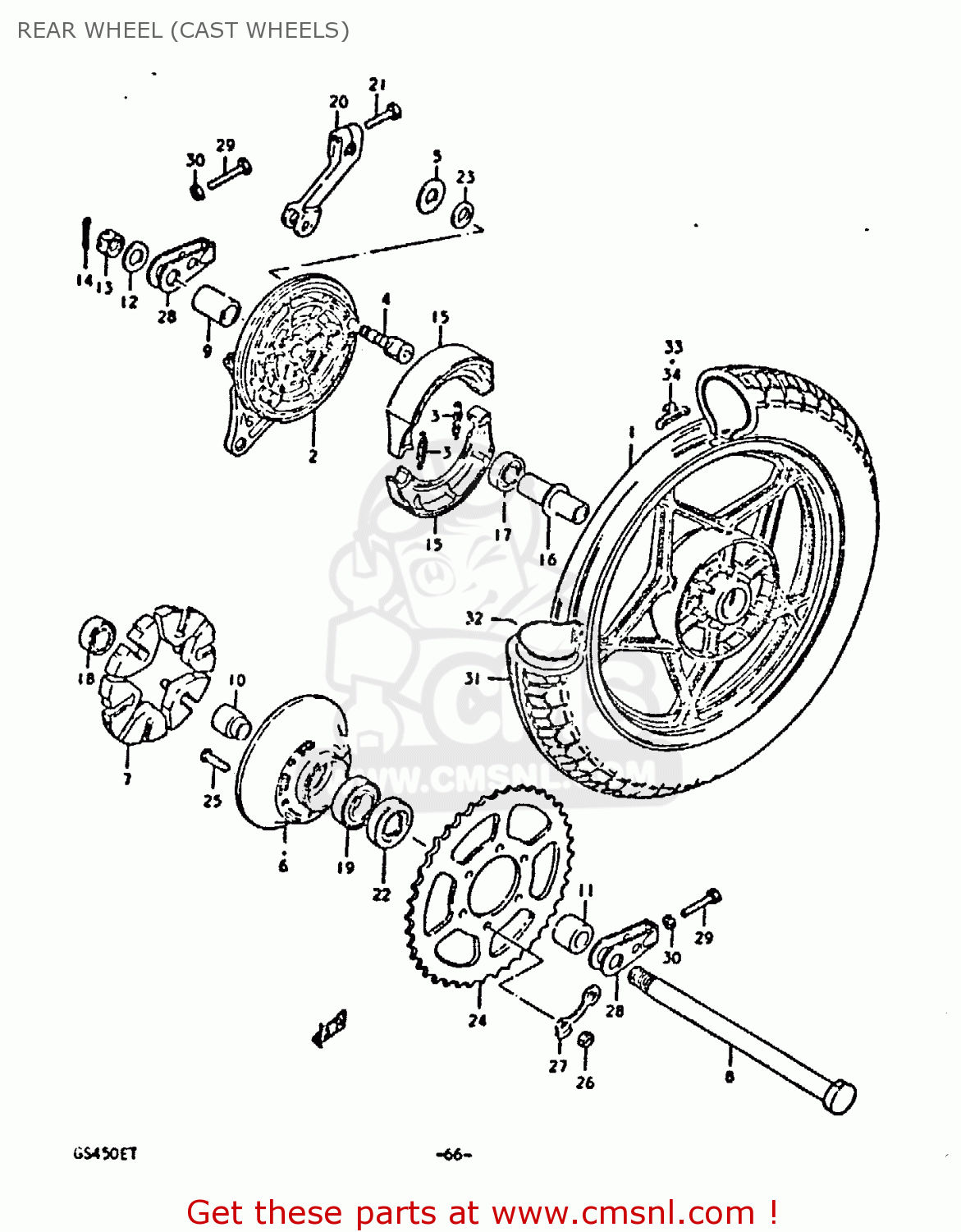 REAR WHEEL (CAST WHEELS) GS450E 1980 (T) (E01 E02 E04 E17 E18 E21 E22 E24 E25 E34 E39)