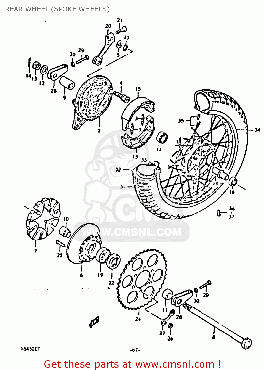 REAR WHEEL (SPOKE WHEELS) GS450E 1980 (T) (E01 E02 E04 E17 E18 E21 E22 E24 E25 E34 E39)