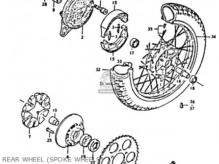 REAR WHEEL (SPOKE WHEELS) - GS450E 1980 (T) (E01 E02 E04 E17 E18 E21 E22 E24 E25 E34 E39)
