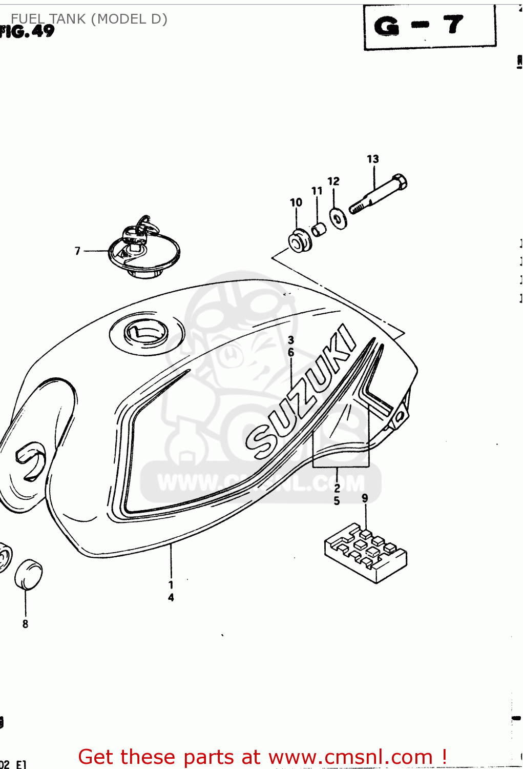 FUEL TANK (MODEL D) GS450E 1982 (Z2) GENERAL EXPORT (E01)